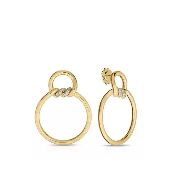 18 K YELLOW GOLD CIALOMA ROUND DIAMOND EARRINGS Carats Mcallen, TX
