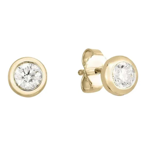 Roberto Coin Bezel Set Diamond Stud Earrings in 18K Yellow Gold, Carats Mcallen, TX