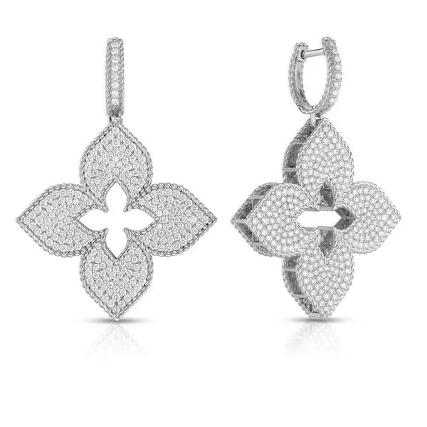 ROBERTO COIN 18 K WHITE GOLD DIAMOND VENETIAN PRINCESS EARRINGS D=2.74CTS Carats Mcallen, TX