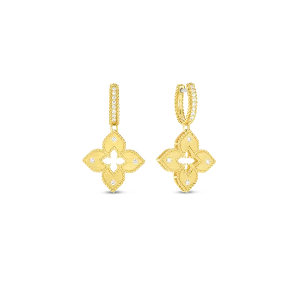 ROBERTO COIN 18 K YELLOW GOLD DIAMOND PETTITE VENETIAN EARRINGS Carats Mcallen, TX