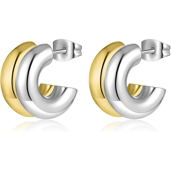 MIDAS 15MM 2TONE SMALL DOUBLE OPEN HOOP EARRINGS Carats Mcallen, TX