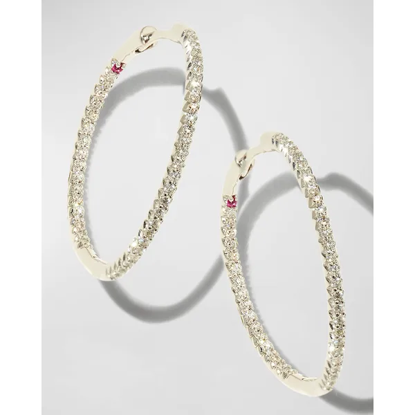 ROBERTO COIN 18 K YELLOW GOLD MICROPAVE DIAMOND HOOP EARRINGS D=1.10CTS Carats Mcallen, TX