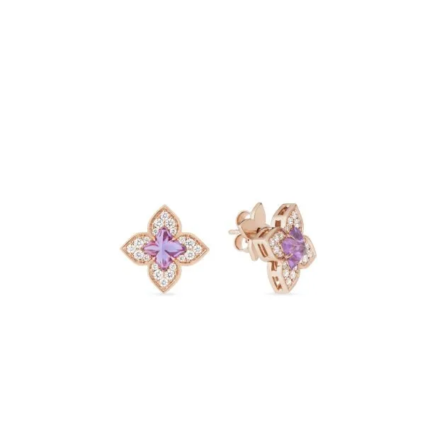 VENETIAN PRINCESS CARNEVALE PAVE & AMETHYST SMALL FLOWER STUD EARRINGS Carats Mcallen, TX