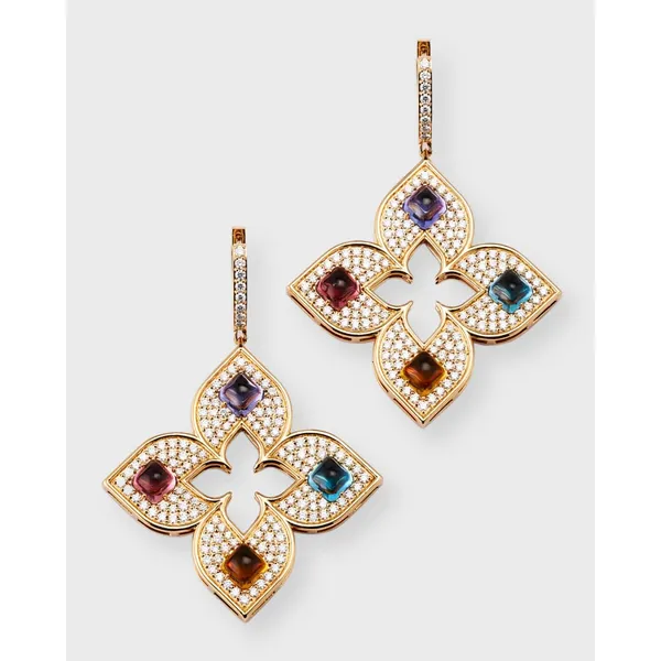 ROBERTO COIN 18K ROSE GOLD DIA RUBY TANZ BTOP VENETIAN PRINCESS EARRINGS Carats Mcallen, TX