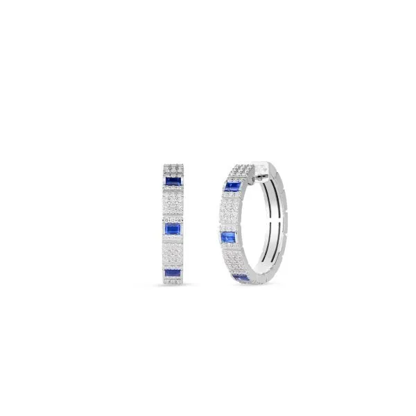 Roberto Coin WG  Obelisco Pave Diam& Blue Sapphire Hoops Carats Mcallen, TX