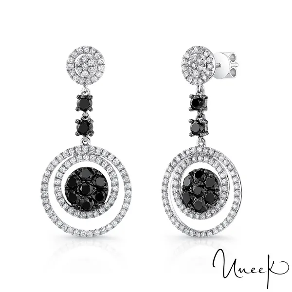 UNEEK 14K WHITE GOLD DROP EARRINGS WITH BLACK DIAMONDS Carats Mcallen, TX