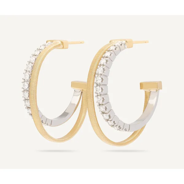 MARCO BICEGO 18 K YW GOLD MASAI  HOOP EARRINGS WITH DIAMONDS D=.65 Carats Mcallen, TX