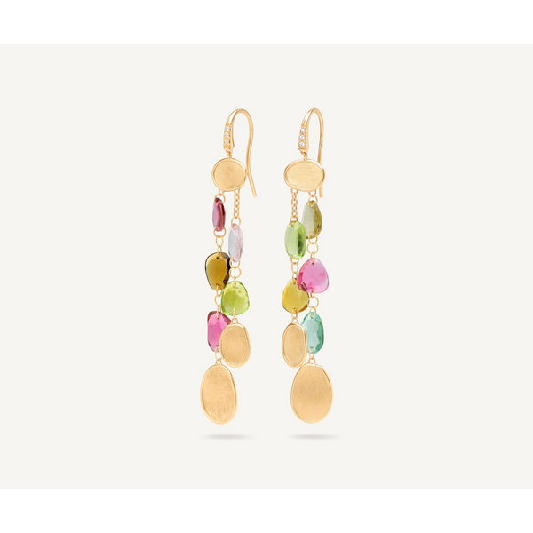 LUNARIA 18K Yellow Gold Multi-Strand Tourmaline Earrings with Diamond Accent Carats Mcallen, TX
