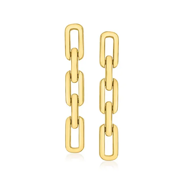 ROBERTO COIN 18 KT YELLOW GOLD NAVARRA 3 LINK DROP EARRINGS Carats Mcallen, TX