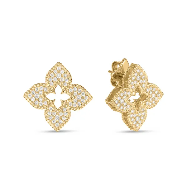 18K YELLOW GOLD VENETIAN PRINCESS PAVE EARRINGS Carats Mcallen, TX
