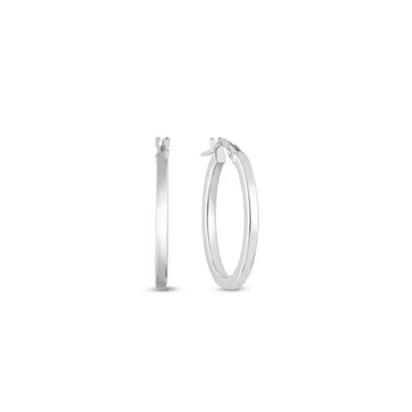 18K YELLOW DESIGNER GOLD THE PERFECT HOOP® PETITE SQUARE EDGED OVAL EARRINGS Carats Mcallen, TX