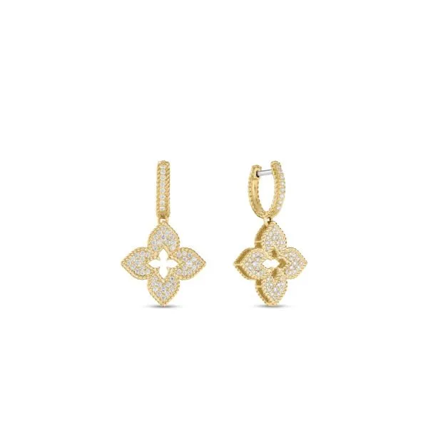ROBERTO COIN 18 K YELLOW GOLD VENETIAN PRINCES FLOWER EARRINGS Carats Mcallen, TX
