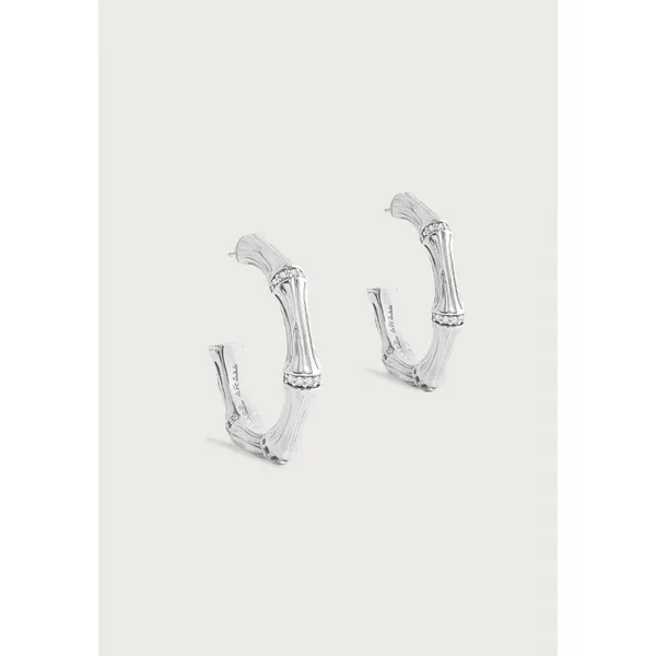 Bamboo Medium Hoop Earrings, Silver Carats Mcallen, TX