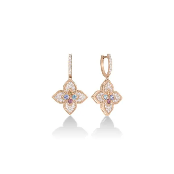 ROBERTO COIN RG VENETIAN PRINCESS CARNIVAL PAVE DIAMOND & MIXED STONES DROP EARRINGS Carats Mcallen, TX
