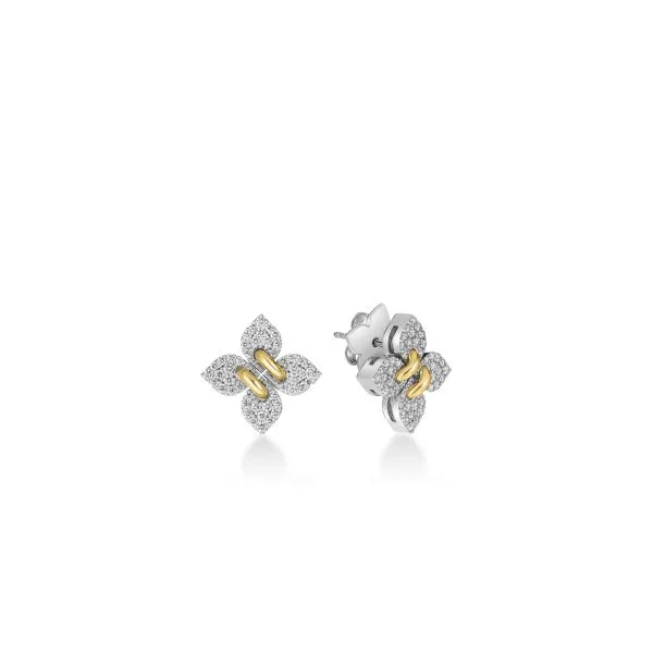 ROBERTO COIN 18K W/YG LOVE IN VERONA PAVE DIAMFLOWER STUDS Carats Mcallen, TX