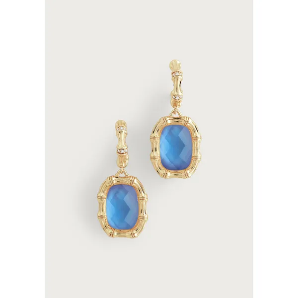 Bamboo With Stone Drop Earrings - Gemstones Carats Mcallen, TX