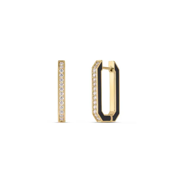 ROBERTO COIN 18K Y DIA BLACK CERAMIC EARRINGS Carats Mcallen, TX