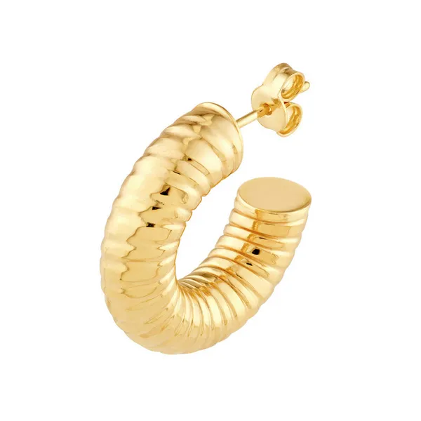 MIDAS 10MM ID HAMMERED ROUND HOOP EARRINGS 14K YG Image 2 Carats Mcallen, TX