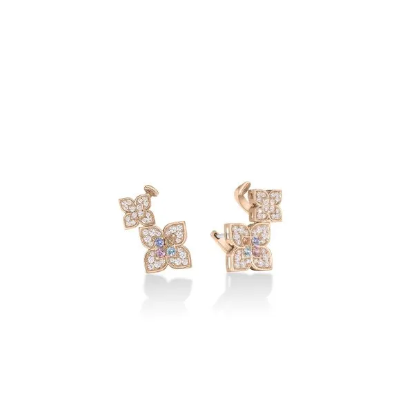 Robert Coin Venetian Princess Carnival Pave Diamond & Mixed Stones Double Flower Climber Earrings Carats Mcallen, TX