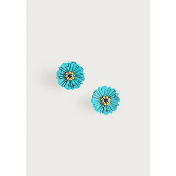ANABEL ARAM Milos Carved Stone Flower Stud Earrings, Turquoise Carats Mcallen, TX
