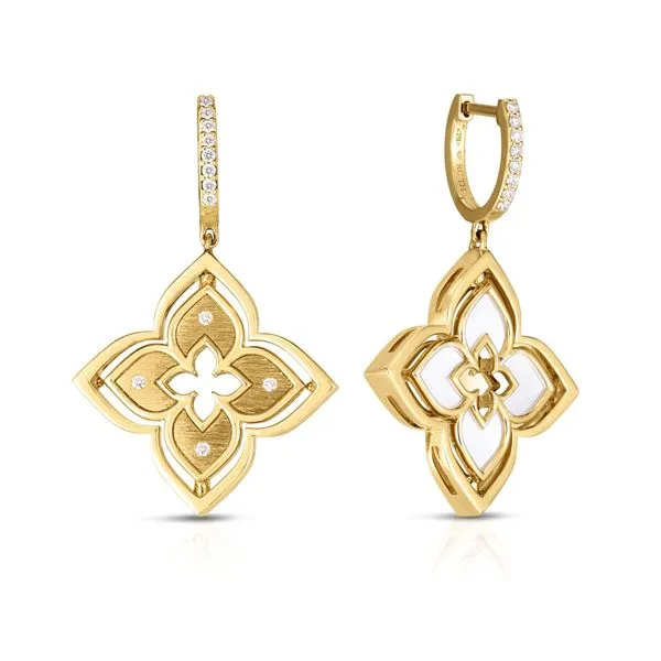 ROBERTO COIN 18KT YELLOW GOLD DIAMOND AND  MOP VENETIAN PRINCESS EARRINGS Carats Mcallen, TX