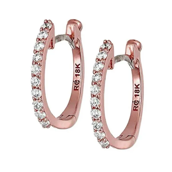 18K Rose Gold Diamond Baby Hoop Earrings Carats Mcallen, TX