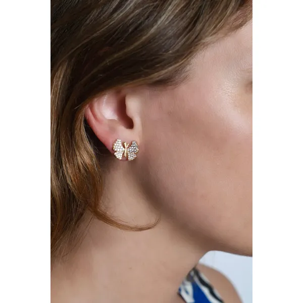 Butterfly White Pavé Stud Earrings Image 2 Carats Mcallen, TX