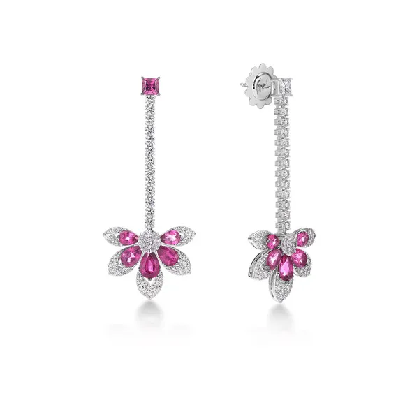 TIARE' DIAMOND AND RUBELLITE DANGLE EARRINGS Carats Mcallen, TX