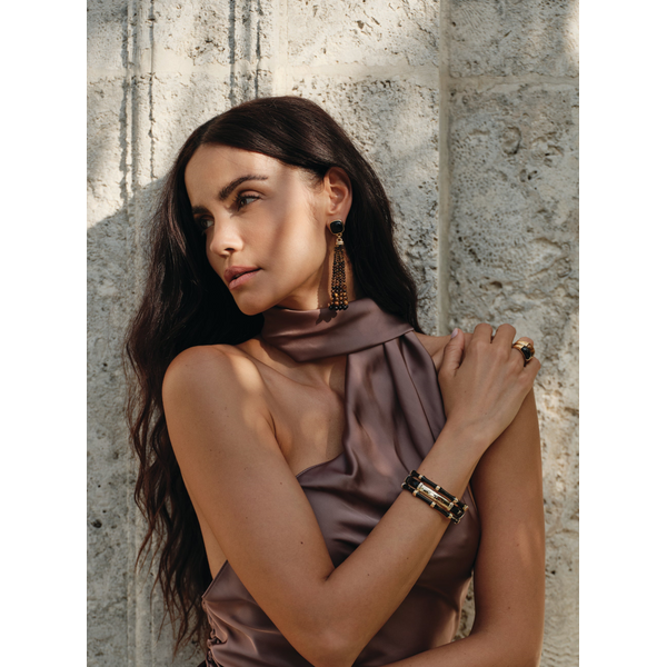 Forza Tassel Earrings, Tigers Eye and Black Onyx Image 2 Carats Mcallen, TX