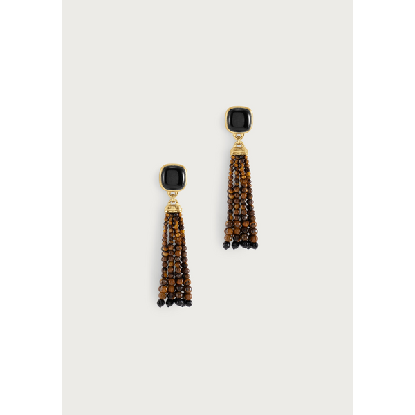 Forza Tassel Earrings, Tigers Eye and Black Onyx Carats Mcallen, TX