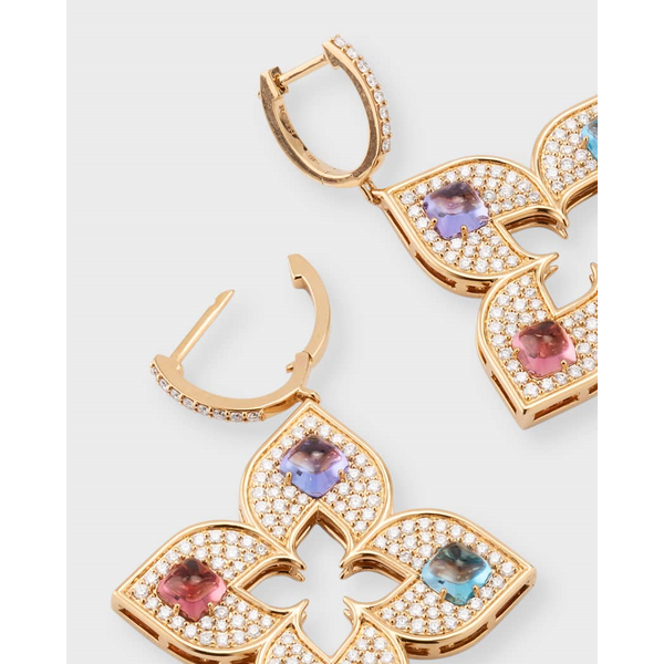 ROBERTO COIN 18K ROSE GOLD DIA RUBY TANZ BTOP VENETIAN PRINCESS EARRINGS Image 2 Carats Mcallen, TX