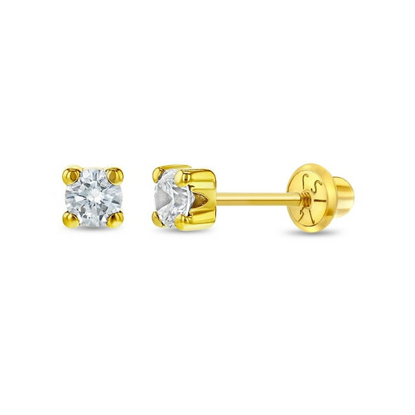 MIDAS 3MM CZ 4PRONG STUD SCREW BACK EARRINGS 14K Carats Mcallen, TX