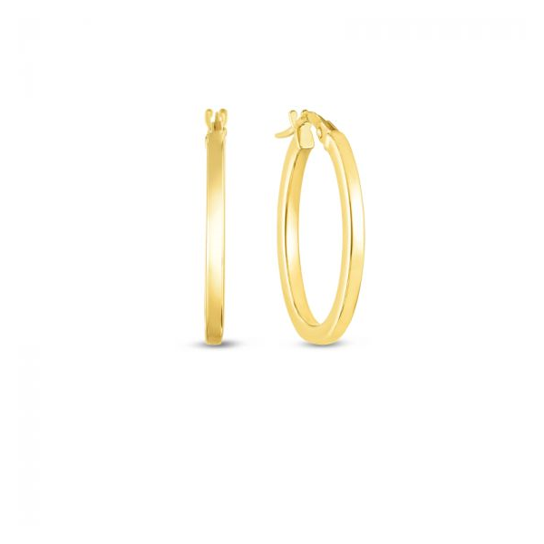 ROBERTO COIN 18K DESIGNER GOLD THE PERFECT HOOP® PETITE SQUARE EDGED OVAL EARRINGS Carats Mcallen, TX