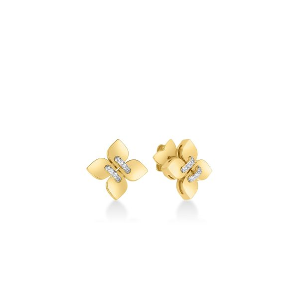 Roberto Coin Y/W Gold Love In Verona Filo Small Diam Flower Studs Carats Mcallen, TX