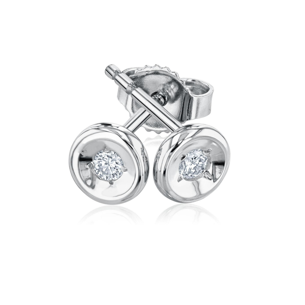 ROBERTO COIN 18 K WHITE GOLD DIAMOND STUD EARRINGS W/BEZEL Carats Mcallen, TX