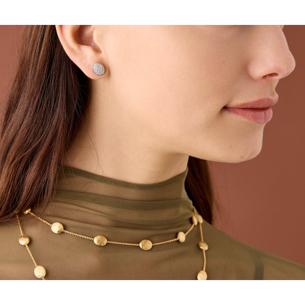 Siviglia 18K Yellow Gold Oval Diamond Pavé Stud Earrings Image 2 Carats Mcallen, TX