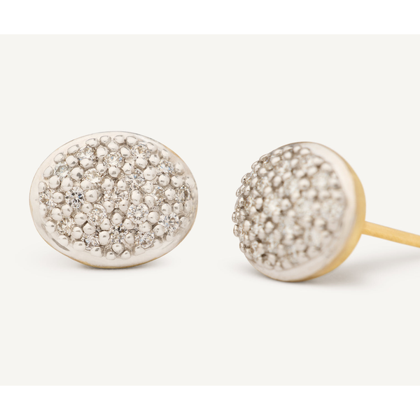 Siviglia 18K Yellow Gold Oval Diamond Pavé Stud Earrings Image 3 Carats Mcallen, TX