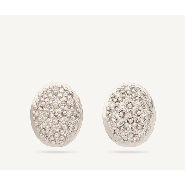 Siviglia 18K Yellow Gold Oval Diamond Pavé Stud Earrings Carats Mcallen, TX