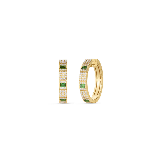 ROBERTO COIN 18K Y DIA OBELISCO GREEN TOURMALINE HOOP EARRINGS Carats Mcallen, TX