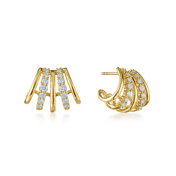 Lyric Alternating Five-Row Huggie Earrings with Diamonds Carats Mcallen, TX