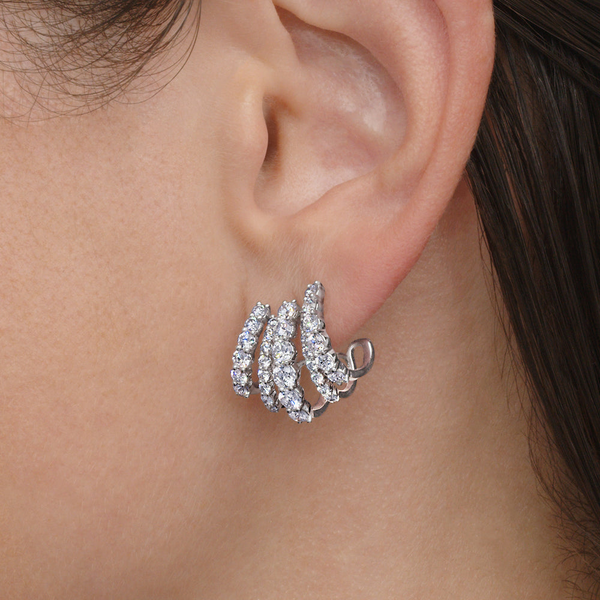 Lyric Five-Row Huggie Earrings With Diamonds Image 2 Carats Mcallen, TX