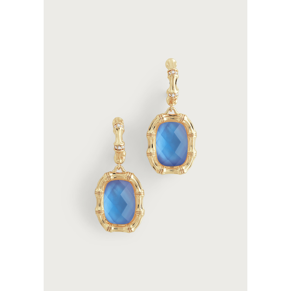 Bamboo With Stone Drop Earrings - Gemstones Carats Mcallen, TX