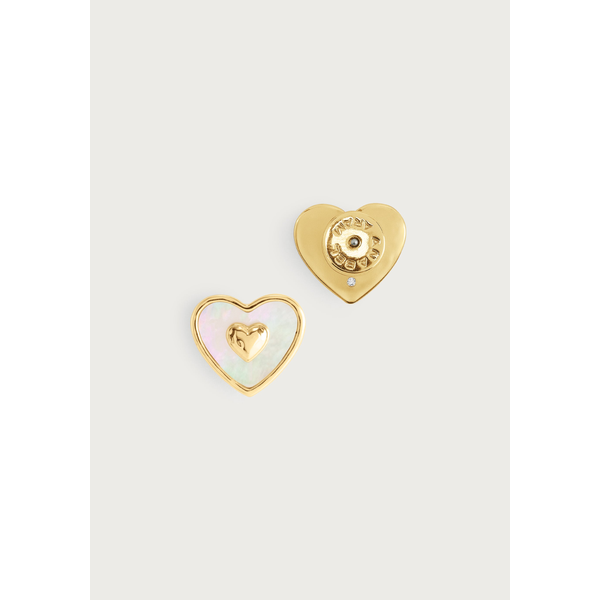 Heart Radiant Pearl Gold Stud Earrings Image 2 Carats Mcallen, TX