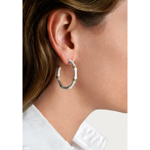 Bamboo Enameled Hoop Earrings Image 2 Carats Mcallen, TX