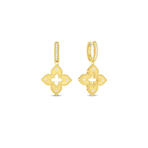 ROBERTO COIN 18 K YELLOW GOLD DIAMOND PETTITE VENETIAN EARRINGS Carats Mcallen, TX