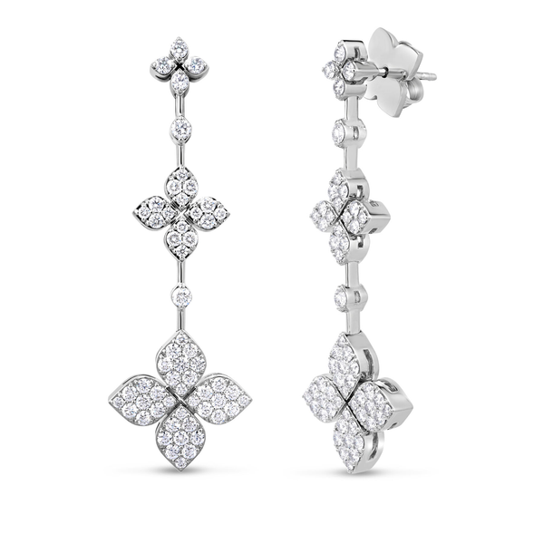 18K WHITE GOLD DIA LOVE IN VERONA 3 FLOWER DROP EARRINGS Image 3 Carats Mcallen, TX