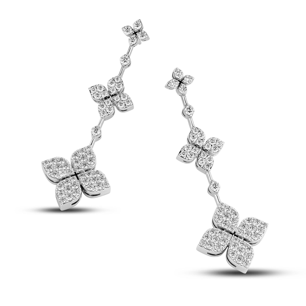 18K WHITE GOLD DIA LOVE IN VERONA 3 FLOWER DROP EARRINGS Image 4 Carats Mcallen, TX