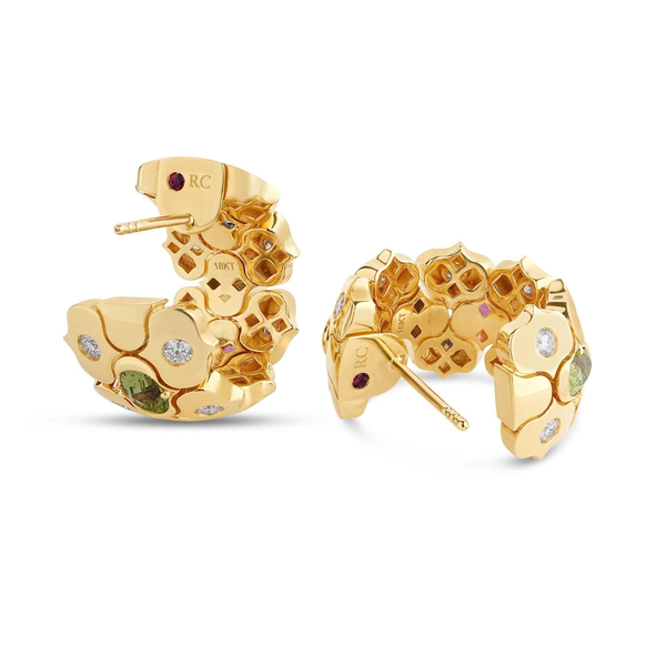 18K YELLOW GOLD DIAMOND,RUBY,PERIDOT,BLUE SAPP, COBRA EARRINGS. Image 2 Carats Mcallen, TX