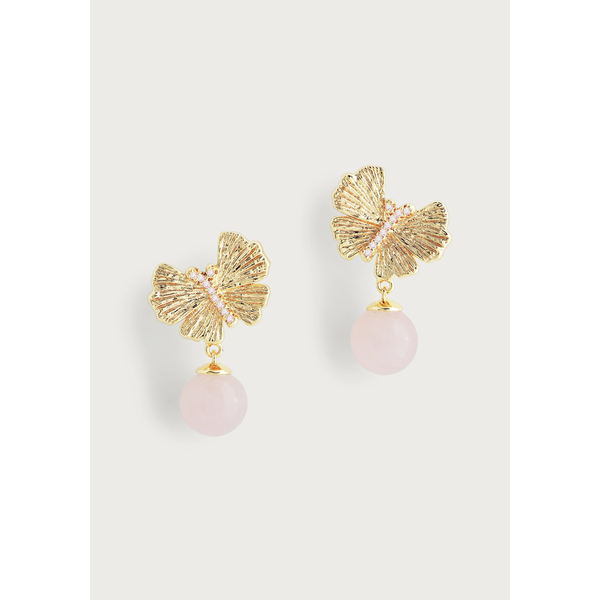 Butterfly With Rose Quartz Drop Earring Carats Mcallen, TX