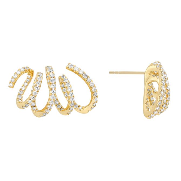 Kwiat Diamond Swirl Stud Earrings in Yellow Gold Image 2 Carats Mcallen, TX